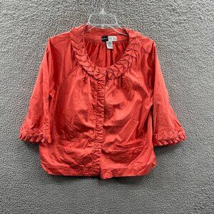 Simply Chloe Womens Crop Jacket Extra Large Salmon Origami Pleat Snap Front
